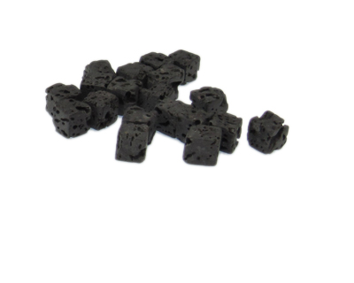 6mm Lava Cube Gemstone Bead, 30 beads, diagonal hole