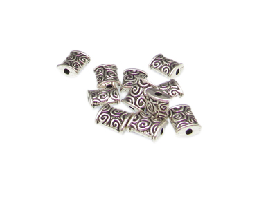 (image for) 8 x 6mm Silver Rectangle Metal Spacer Bead, app12 beads - Click Image to Close