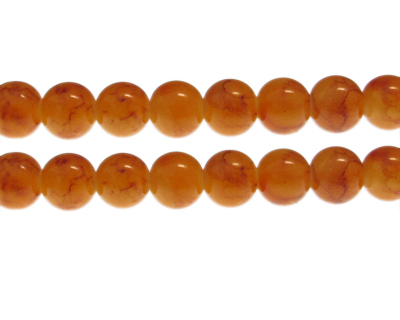 12mm Orange Marble-Style Glass Bead, approx. 18 beads