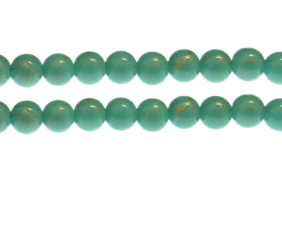 10mm Grass Green Sparkle Abstract Glass Bead, approx. 17 beads