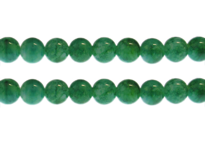 10mm Aqua Green Marble-Style Glass Bead, approx. 21 beads