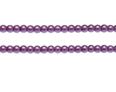 6mm Purple Glass Pearl Bead, approx. 78 beads