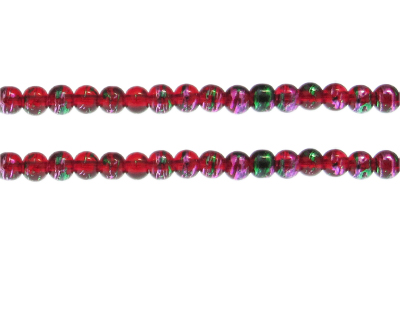 6mm Feisty Fuchsia Abstract Glass Bead, approx. 43 beads