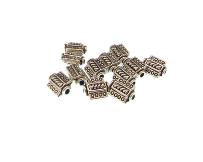 (image for) 8 x 6mm Silver Rectangle Metal Spacer Bead, approx. 12 beads