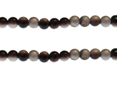 8mm Drizzled Copper/Silver Glass Bead, approx. 36 beads