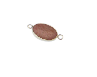 (image for) 20 x 14mm Pink Silver Gemstone Oval Link