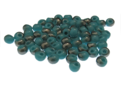 (image for) Approx. 1oz. 6mm Turq/Silver Glass Pebble Bead