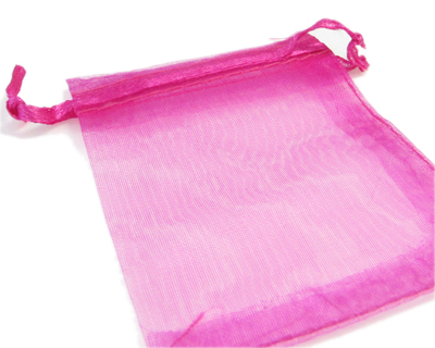 (image for) 2.75 x 3.25" Fuchsia Organza Gift Bag - 5 bags - Click Image to Close