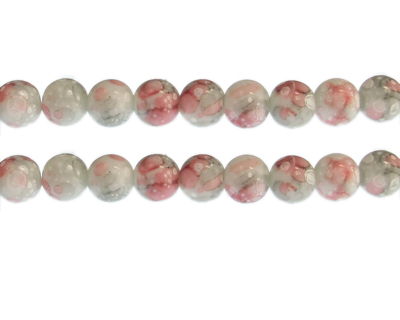 (image for) 10mm Red/Gray Marble-Style Glass Bead, approx. 16 beads