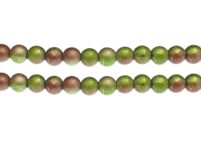 8mm Apple/L. Copper Drizzled Glass Bead, approx. 36 beads