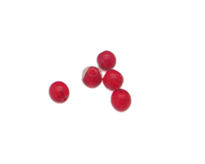 6mm Light Red Lampwork Glass Bead, 5 beads