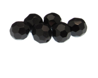 16mm Black Faceted Glass Bead, 6 beads