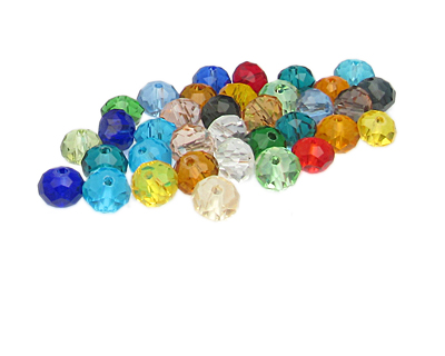 Approx. 1oz. x 8x6mm Color Faceted Glass Rondelle Bead