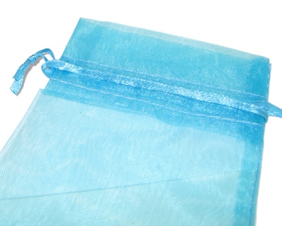 3.5 x 4.75" Turquoise Organza Gift Bag - 3 bags