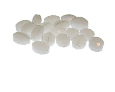 Approx. 1oz. x 12 x 8mm Milky White Faceted Glass Beads