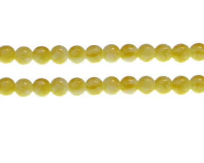 8mm Yellow Marble-Style Glass Bead, approx. 55 beads