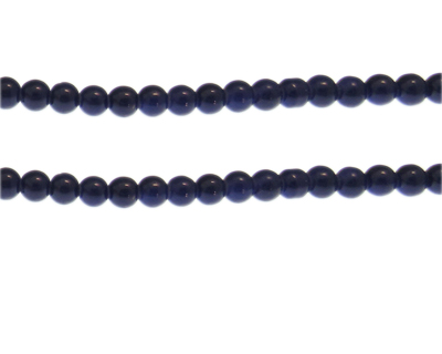 6mm Navy Solid Color Glass Bead, approx. 68 beads