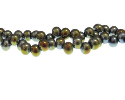 (image for) 8 x 6mm Gold/Silver Electroplated Drop Glass Bead, 20" string - Click Image to Close
