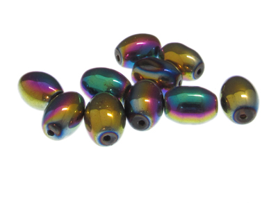 (image for) 14 - 16mm Luster Oval Electroplated Glass Bead, 8 beads - Click Image to Close