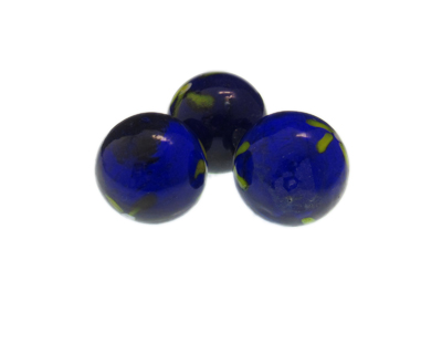 24mm Blue Floral Lampwork Glass Bead, 1 bead, NO Hole