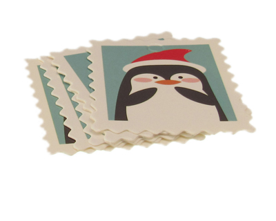 1.5 x 2" Christmas Penguin Gift Tag with hole, 6 tags