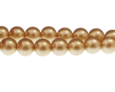 12mm Pale Gold Glass Pearl Bead, approx. 18 beads