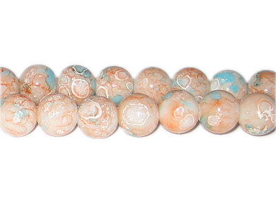 (image for) 12mm Apricot Swirl Marble-Style Glass Bead, approx. 14 beads