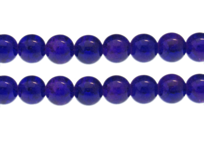 12mm Deep Purple Crackle Glass Bead, approx. 18 beads