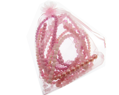 Pink Bead Bundle: 8 Strings + Findings