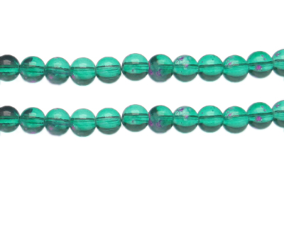 8mm Green Spray Glass Bead, approx. 38 beads