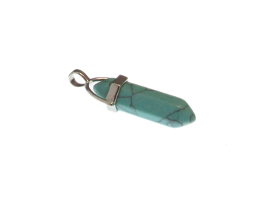 40 x 14mm Turquoise Gemstone Pendant with silver bale