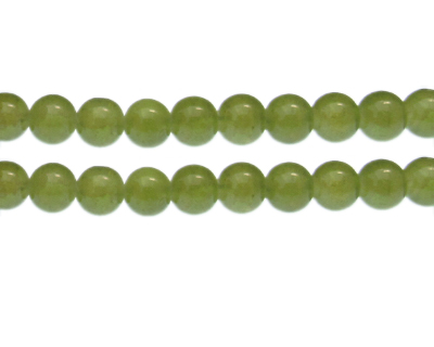 (image for) 10mm Olive Gemstone-Style Glass Bead, approx. 17 beads - Click Image to Close