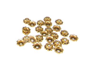 6mm Metal Gold Bead Cap, approx. 25 caps