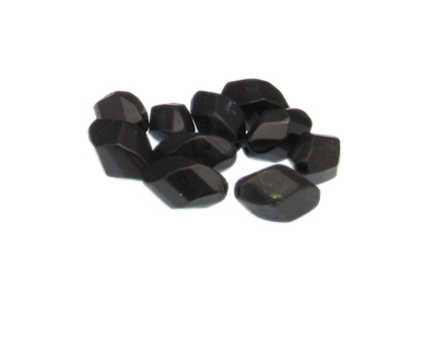 14 x 10mm Black Faceted Glass Oval Bead, 10 beads