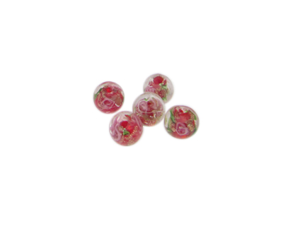 6mm Red Floral Lampwork Glass Bead, 5 beads 6mm Red Floral Lampwork Glass Bead, 5 beads