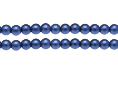 8mm Navy Glass Pearl Bead, approx. 56 beads