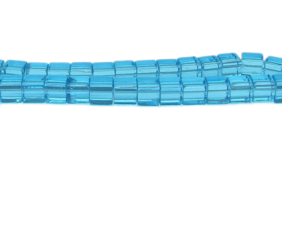6mm Turquoise Faceted Glass Cube Bead, 14" string