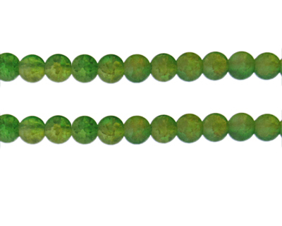 8mm 2xGreens Crackle Frosted Duo Bead, approx. 36 beads