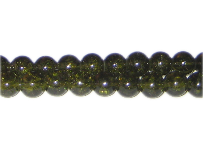 8mm Olive Crackle Glass Bead, approx. 55 beads