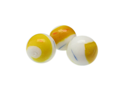 24mm Yellow Abstract Lampwork Glass Bead, 1 bead, NO Hole