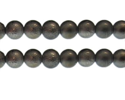 12mm Drizzled Deep Silver Glass Bead, approx. 13 beads