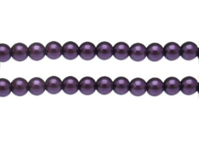 8mm Dark Purple Glass Pearl Bead, approx. 56 beads
