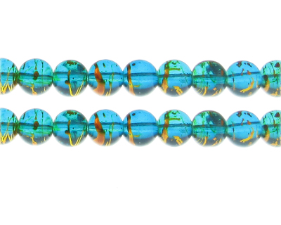 (image for) 10mm Dawn Ocean Abstract Glass Bead, 16 beads