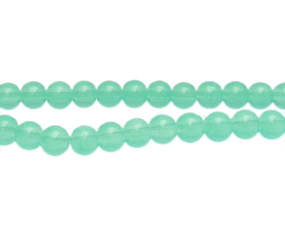 8mm Aqua Waves Jade-Style Glass Bead, approx. 55 beads