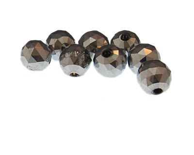 12mm Silver Electroplated Faceted Glass Bead, 8 beads