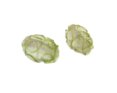26 x 18mm Olive Pattern Oval Lampwork Glass Bead, 2 beads 26 x 18mm Olive Pattern Oval Lampwork Glass Bead, 2 beads