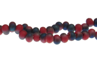 (image for) 8 x 6mm Red/Blue Matte Drop Glass Bead, 22" string - Click Image to Close