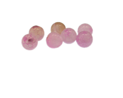 10mm Pink Crackle Rock Crystal Gemstone Bead, 7 beads