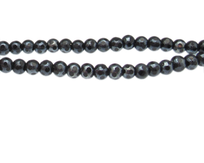 6mm Black Dot Electroplated Faceted Glass Bead, 13' string
