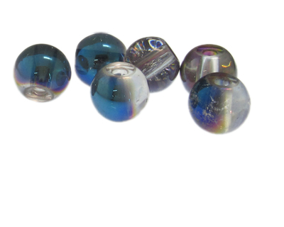 14mm Blue Galaxy Glass Bead, 6 beads, large hole